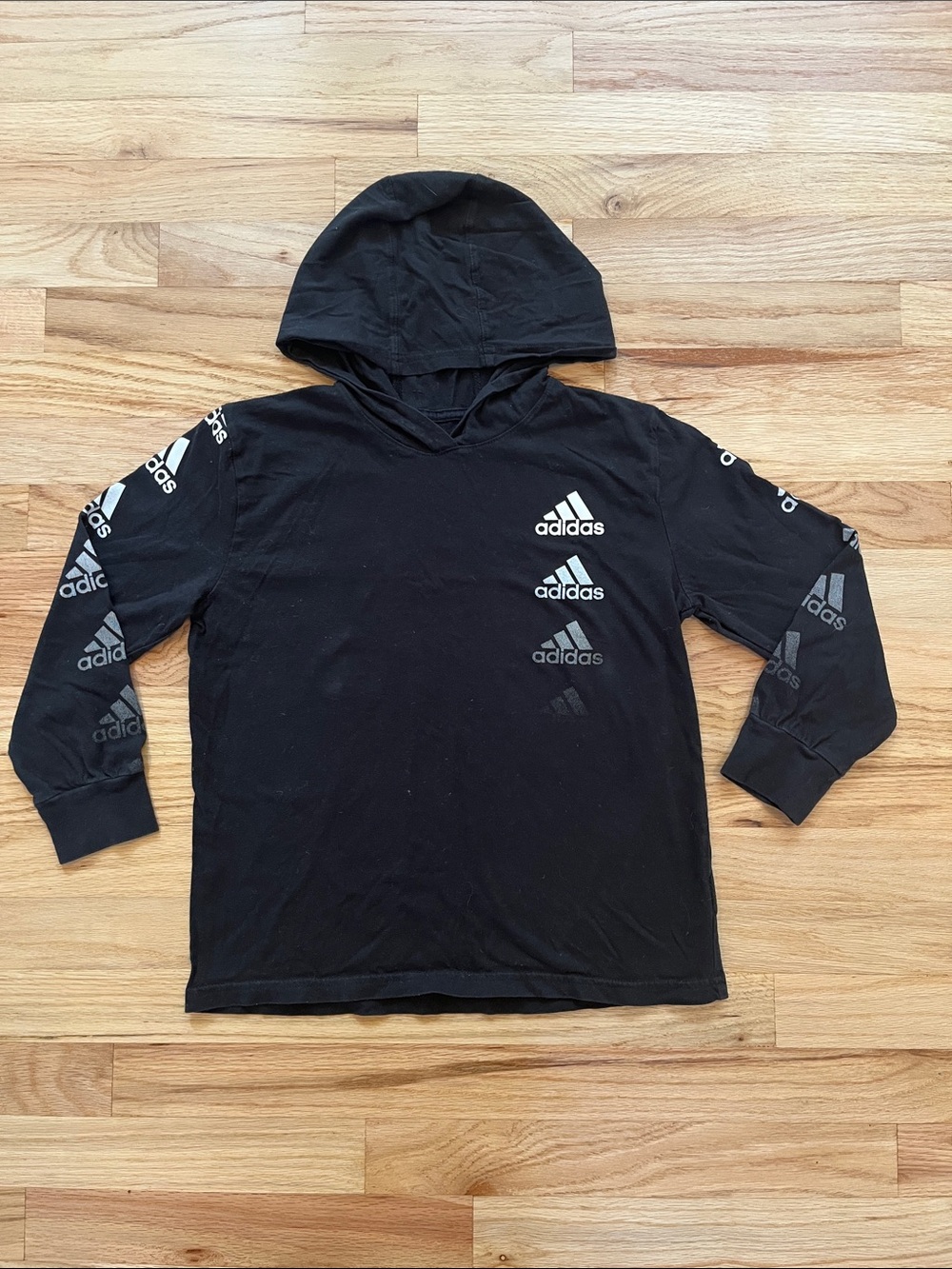 adidas Black Crewneck Hoodie with Repeated Logo